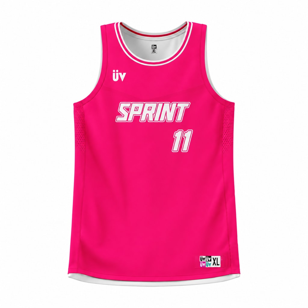 SPRINT 粉篮球球衣，正面立体展示