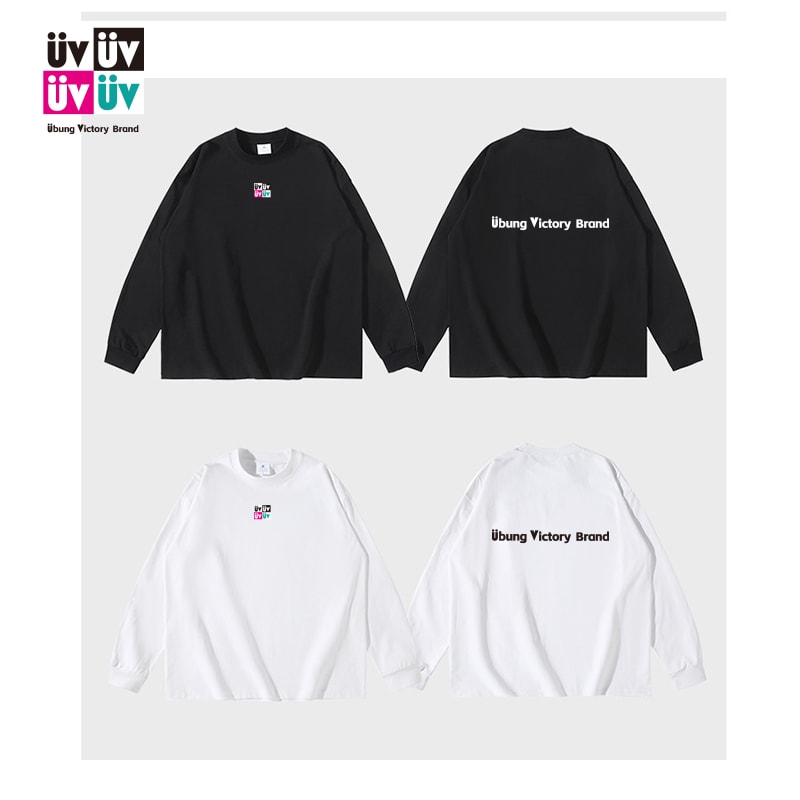 Boxlogo 长袖 T 恤，黑色 / 白色 · 正背面产品展示