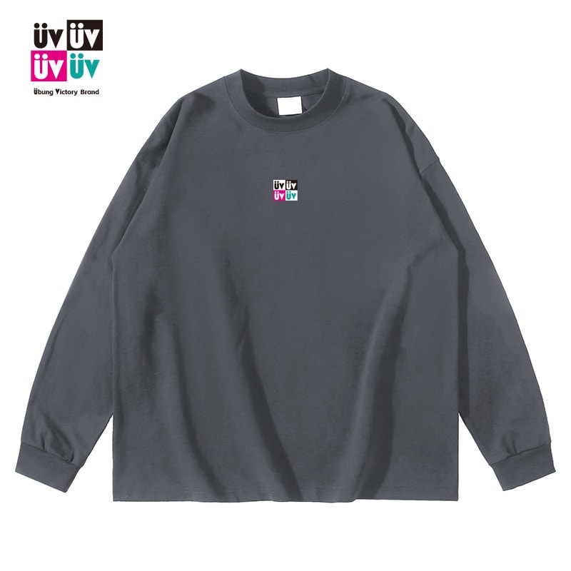 Boxlogo 长袖 T 恤，深灰 · 正面产品展示