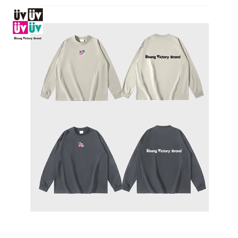 Boxlogo 长袖 T 恤，浅橄榄 / 深灰 · 正背面产品展示