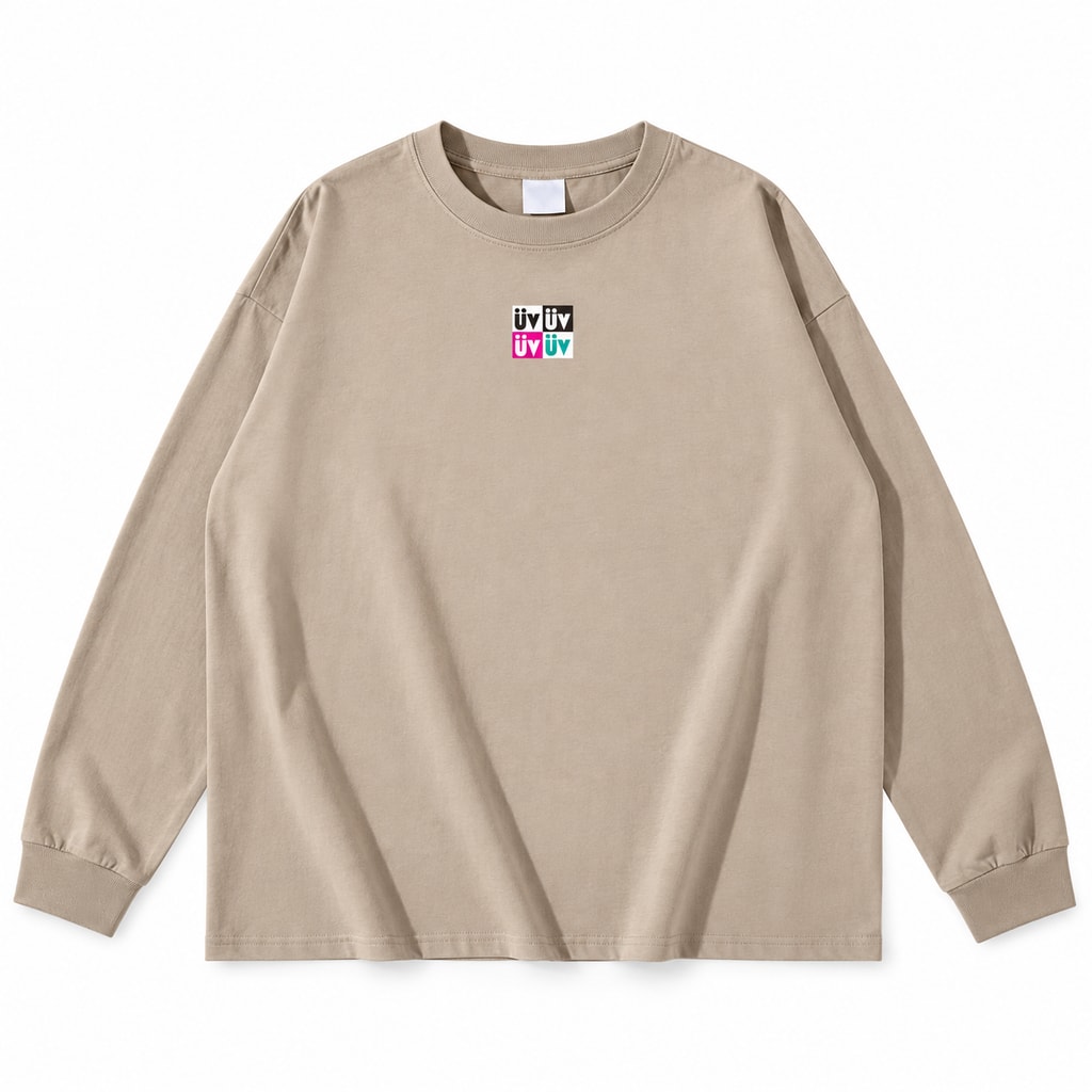 Boxlogo 长袖 T 恤，浅卡其 · 正面产品展示