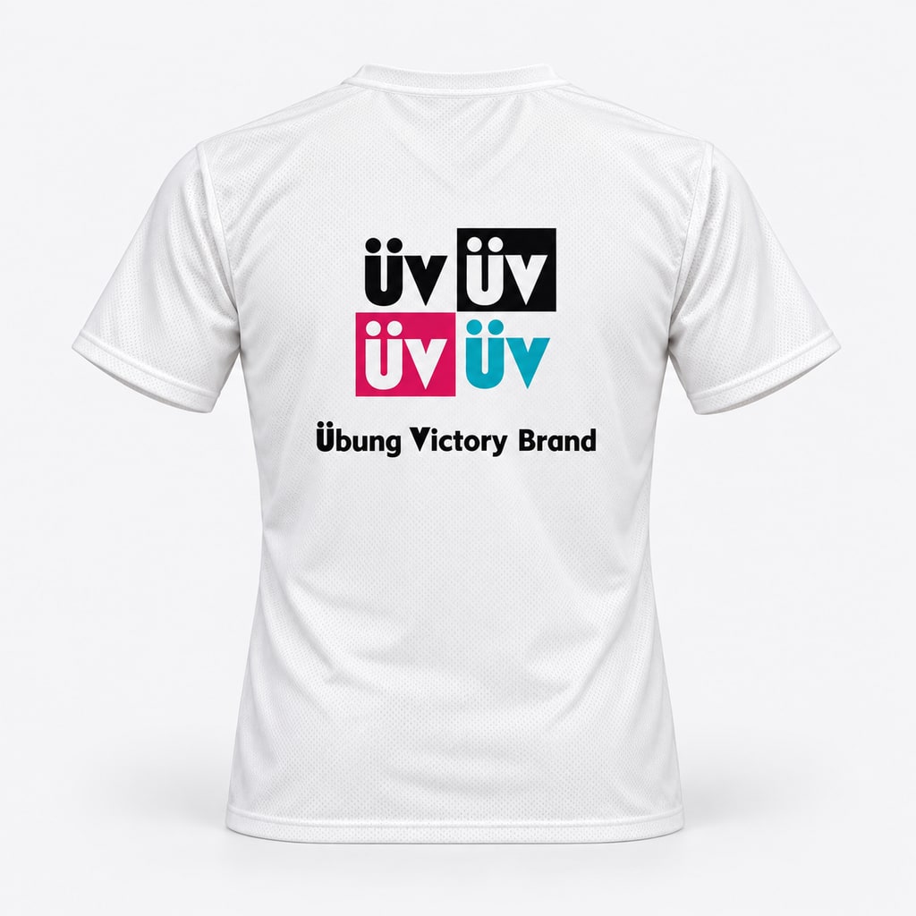 ÜV FITTTEE1001 白色短袖背面立体展示与四色图形